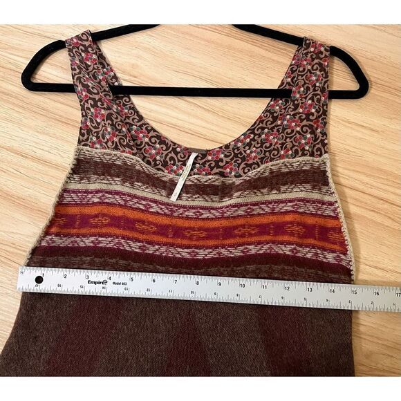 Free People Wool Blend Knit Mixed Media Tank Tunic Boho Small - Picture 7 of 8